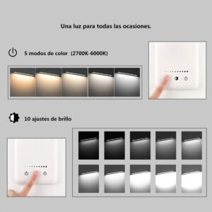 Lámpara Escritorio LED, Flexo de Escritorio (Cuidado Ocular, Puerto USB, 5 Modos,10 Niveles de Brillo,Temporizador de 30/60min, Función de Memoria) - Image 6
