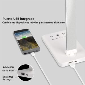 Lámpara Escritorio LED, Flexo de Escritorio (Cuidado Ocular, Puerto USB, 5 Modos,10 Niveles de Brillo,Temporizador de 30/60min, Función de Memoria) - Image 3